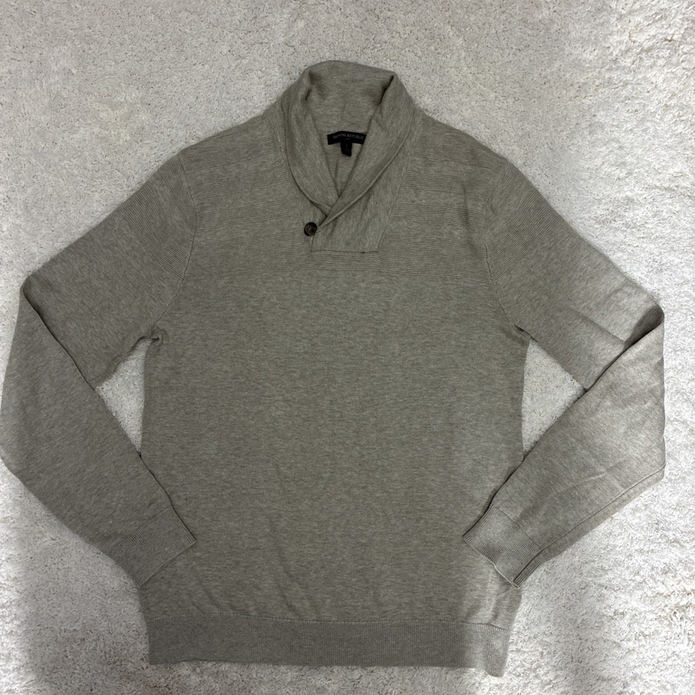 Banana Republic Wool Pullover Sweater Shawl Collar Gray Men's S